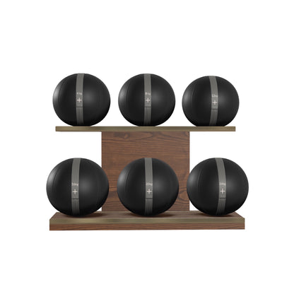 PENT. MOXA Set Ultimate - In Gold - Set of 6 Medicine Balls on Horizontal Wooden Stand - 4, 8, 12, 16, 20, 24 KG
