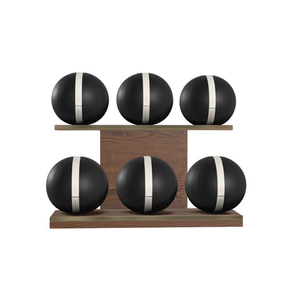 PENT. MOXA Set Ultimate - In Gold - Set of 6 Medicine Balls on Horizontal Wooden Stand - 4, 8, 12, 16, 20, 24 KG