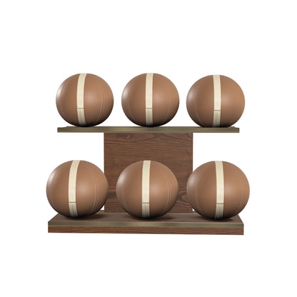 PENT. MOXA Set Ultimate - In Gold - Set of 6 Medicine Balls on Horizontal Wooden Stand - 4, 8, 12, 16, 20, 24 KG