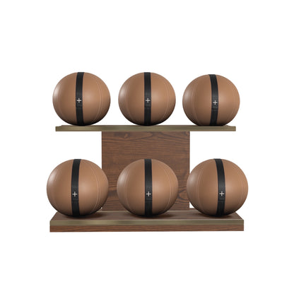 PENT. MOXA Set Ultimate - In Gold - Set of 6 Medicine Balls on Horizontal Wooden Stand - 4, 8, 12, 16, 20, 24 KG
