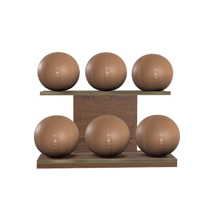 PENT. MOXA Set Ultimate - In Gold - Set of 6 Medicine Balls on Horizontal Wooden Stand - 4, 8, 12, 16, 20, 24 KG