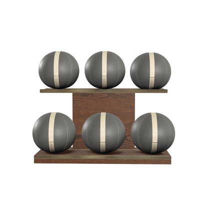 PENT. MOXA Set Ultimate - In Gold - Set of 6 Medicine Balls on Horizontal Wooden Stand - 4, 8, 12, 16, 20, 24 KG