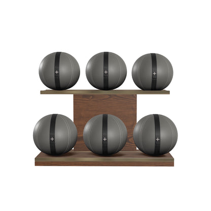 PENT. MOXA Set Ultimate - In Gold - Set of 6 Medicine Balls on Horizontal Wooden Stand - 4, 8, 12, 16, 20, 24 KG