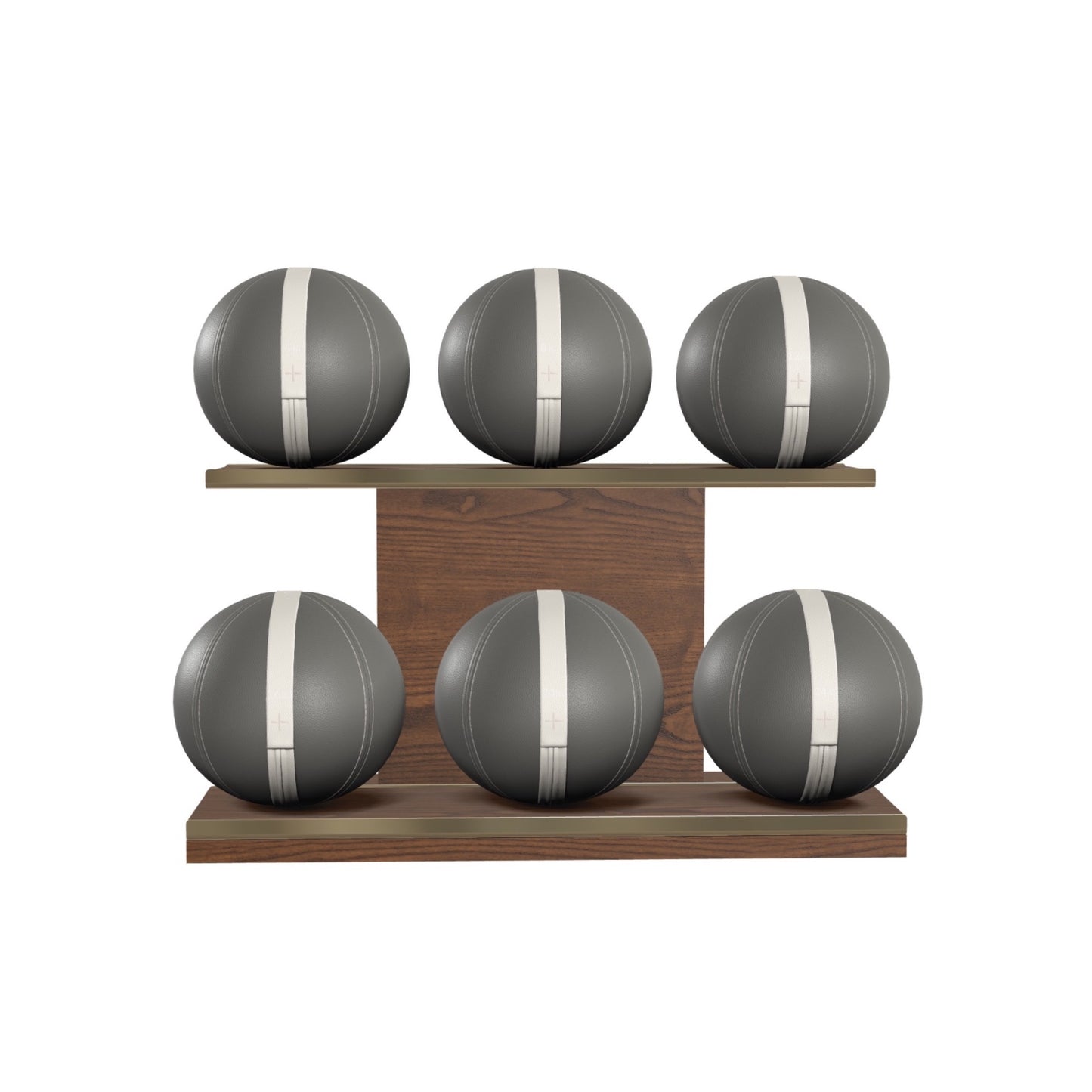 PENT. MOXA Set Ultimate - In Gold - Set of 6 Medicine Balls on Horizontal Wooden Stand - 4, 8, 12, 16, 20, 24 KG
