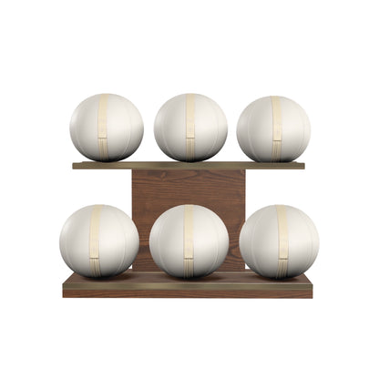 PENT. MOXA Set Ultimate - In Gold - Set of 6 Medicine Balls on Horizontal Wooden Stand - 4, 8, 12, 16, 20, 24 KG