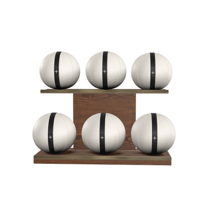 PENT. MOXA Set Ultimate - In Gold - Set of 6 Medicine Balls on Horizontal Wooden Stand - 4, 8, 12, 16, 20, 24 KG