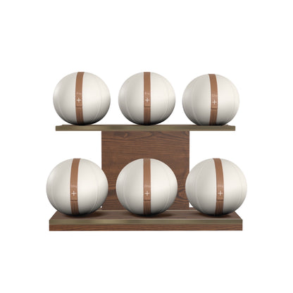 PENT. MOXA Set Ultimate - In Gold - Set of 6 Medicine Balls on Horizontal Wooden Stand - 4, 8, 12, 16, 20, 24 KG