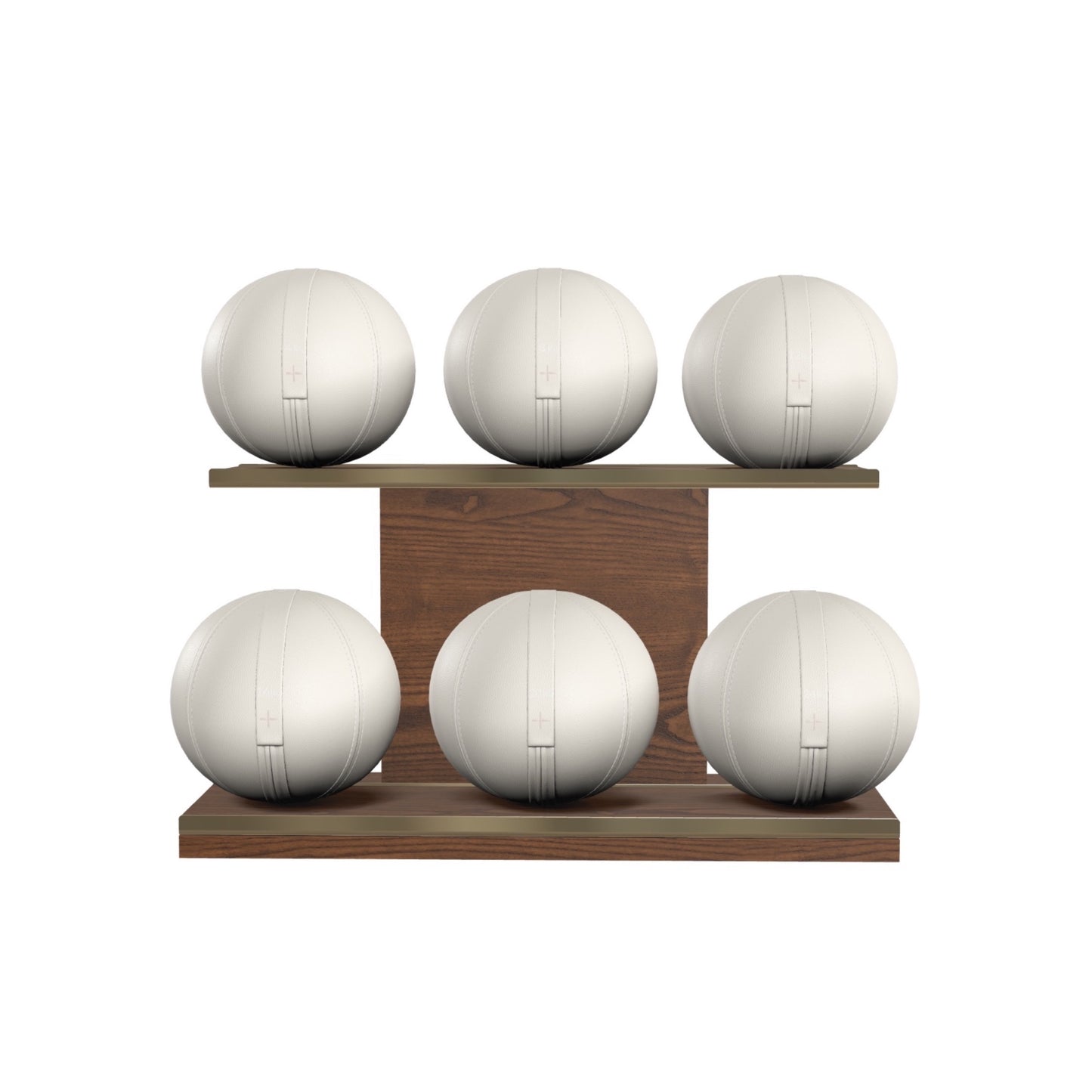 PENT. MOXA Set Ultimate - In Gold - Set of 6 Medicine Balls on Horizontal Wooden Stand - 4, 8, 12, 16, 20, 24 KG
