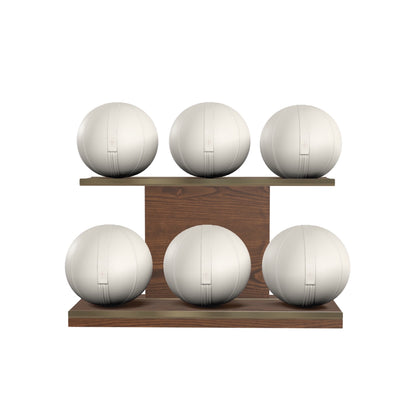 PENT. MOXA Set Ultimate - In Gold - Set of 6 Medicine Balls on Horizontal Wooden Stand - 4, 8, 12, 16, 20, 24 KG