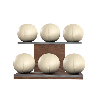 PENT. MOXA Set Ultimate - Set of 6 Medicine Balls on Horizontal Wooden Stand - 4, 8, 12, 16, 20, 24 KG