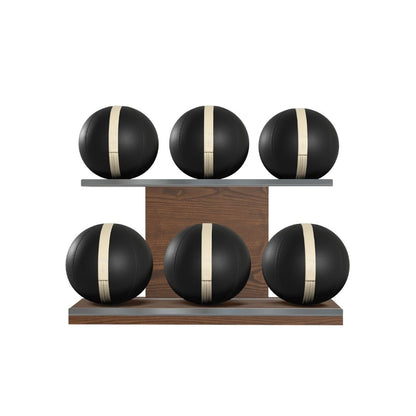 PENT. MOXA Set Ultimate - Set of 6 Medicine Balls on Horizontal Wooden Stand - 4, 8, 12, 16, 20, 24 KG
