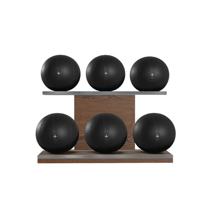 PENT. MOXA Set Ultimate - Set of 6 Medicine Balls on Horizontal Wooden Stand - 4, 8, 12, 16, 20, 24 KG