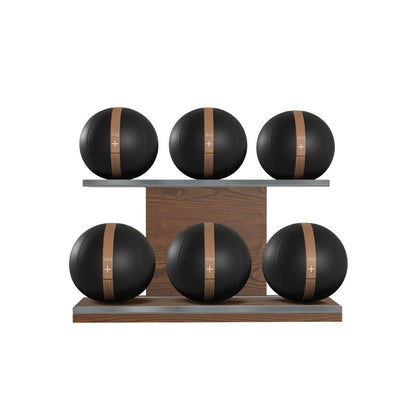 PENT. MOXA Set Ultimate - Set of 6 Medicine Balls on Horizontal Wooden Stand - 4, 8, 12, 16, 20, 24 KG