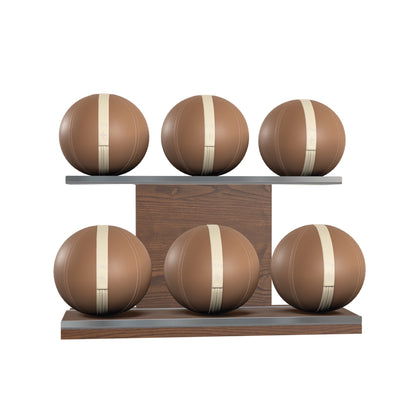 PENT. MOXA Set Ultimate - Set of 6 Medicine Balls on Horizontal Wooden Stand - 4, 8, 12, 16, 20, 24 KG
