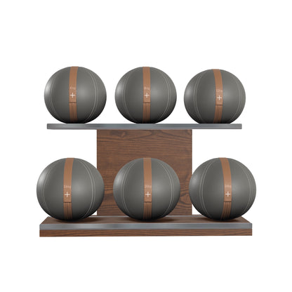 PENT. MOXA Set Ultimate - Set of 6 Medicine Balls on Horizontal Wooden Stand - 4, 8, 12, 16, 20, 24 KG