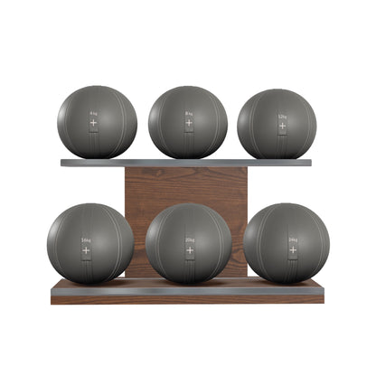 PENT. MOXA Set Ultimate - Set of 6 Medicine Balls on Horizontal Wooden Stand - 4, 8, 12, 16, 20, 24 KG