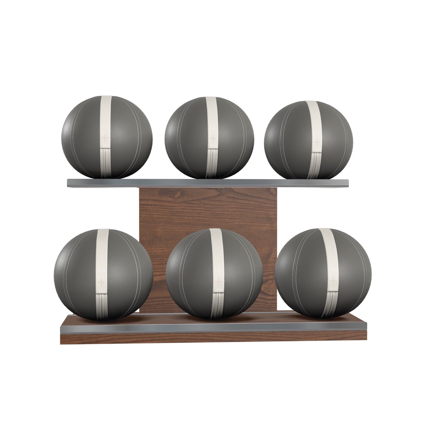 PENT. MOXA Set Ultimate - Set of 6 Medicine Balls on Horizontal Wooden Stand - 4, 8, 12, 16, 20, 24 KG