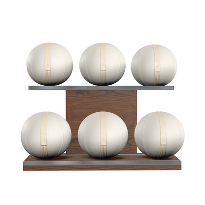 PENT. MOXA Set Ultimate - Set of 6 Medicine Balls on Horizontal Wooden Stand - 4, 8, 12, 16, 20, 24 KG
