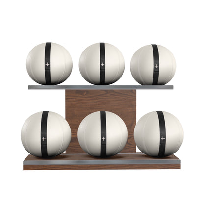 PENT. MOXA Set Ultimate - Set of 6 Medicine Balls on Horizontal Wooden Stand - 4, 8, 12, 16, 20, 24 KG