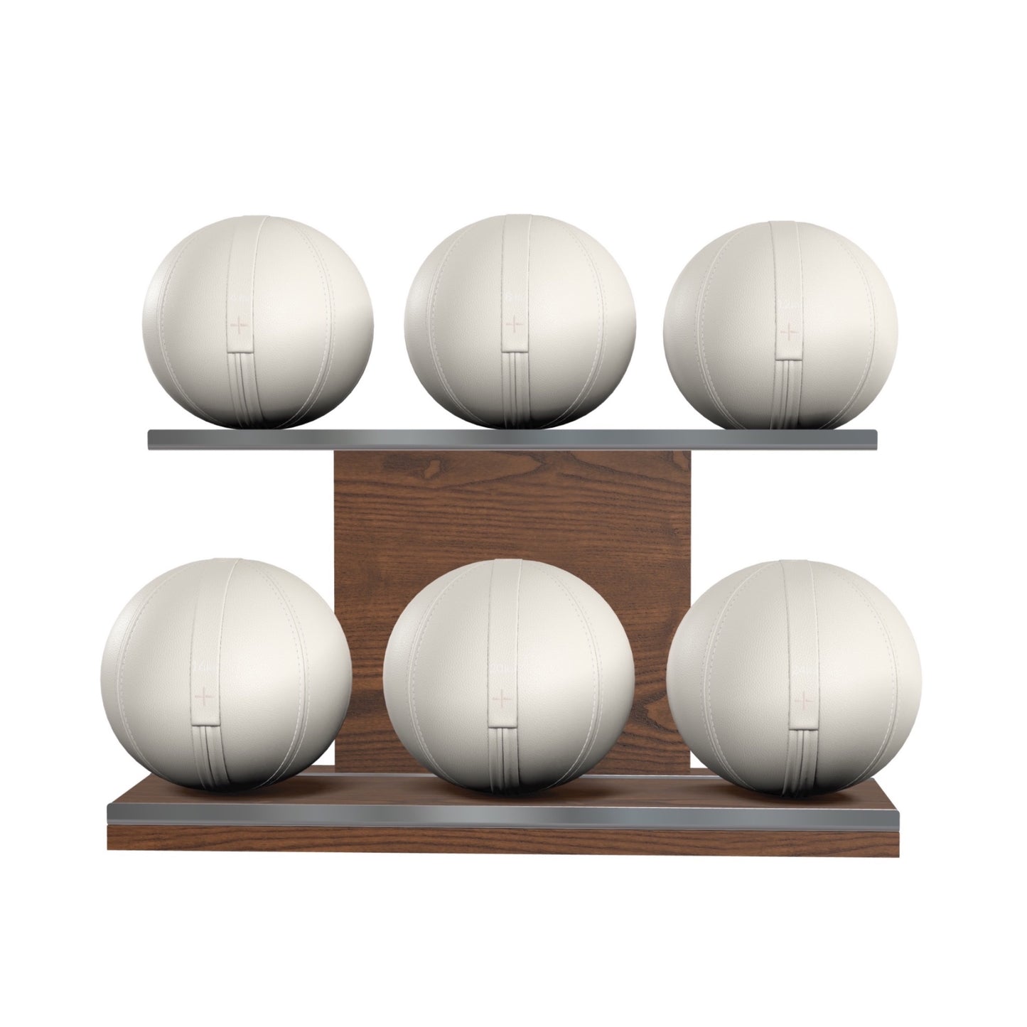 PENT. MOXA Set Ultimate - Set of 6 Medicine Balls on Horizontal Wooden Stand - 4, 8, 12, 16, 20, 24 KG