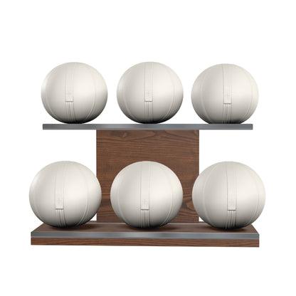 PENT. MOXA Set Ultimate - Set of 6 Medicine Balls on Horizontal Wooden Stand - 4, 8, 12, 16, 20, 24 KG
