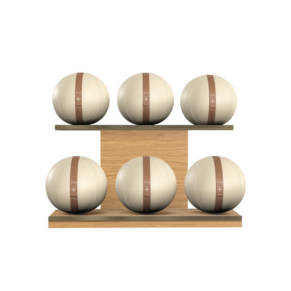 PENT. MOXA Set Ultimate - In Gold - Set of 6 Medicine Balls on Horizontal Wooden Stand - 4, 8, 12, 16, 20, 24 KG