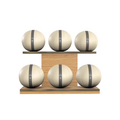 PENT. MOXA Set Ultimate - In Gold - Set of 6 Medicine Balls on Horizontal Wooden Stand - 4, 8, 12, 16, 20, 24 KG