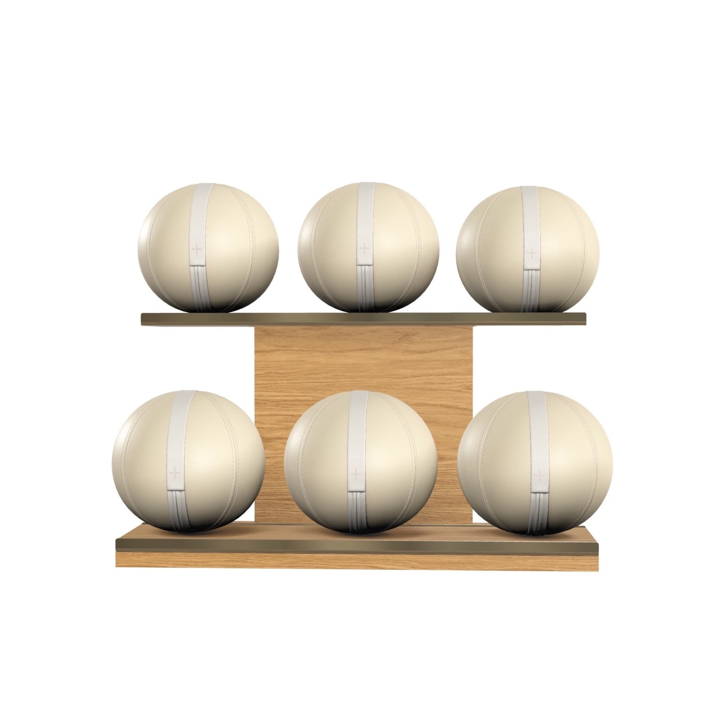 PENT. MOXA Set Ultimate - In Gold - Set of 6 Medicine Balls on Horizontal Wooden Stand - 4, 8, 12, 16, 20, 24 KG