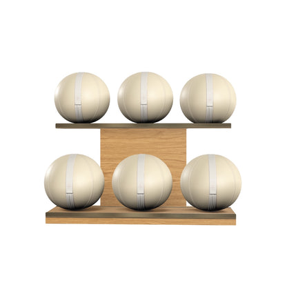 PENT. MOXA Set Ultimate - In Gold - Set of 6 Medicine Balls on Horizontal Wooden Stand - 4, 8, 12, 16, 20, 24 KG
