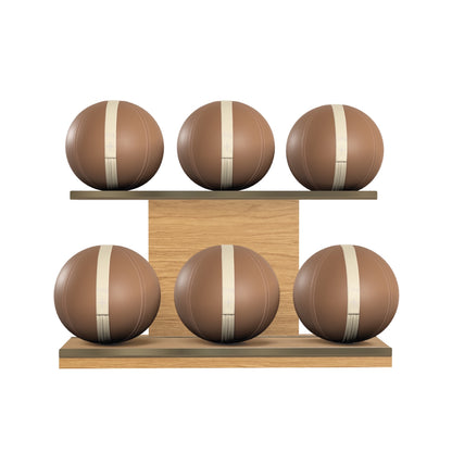 PENT. MOXA Set Ultimate - In Gold - Set of 6 Medicine Balls on Horizontal Wooden Stand - 4, 8, 12, 16, 20, 24 KG