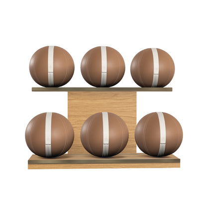 PENT. MOXA Set Ultimate - In Gold - Set of 6 Medicine Balls on Horizontal Wooden Stand - 4, 8, 12, 16, 20, 24 KG