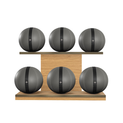 PENT. MOXA Set Ultimate - In Gold - Set of 6 Medicine Balls on Horizontal Wooden Stand - 4, 8, 12, 16, 20, 24 KG