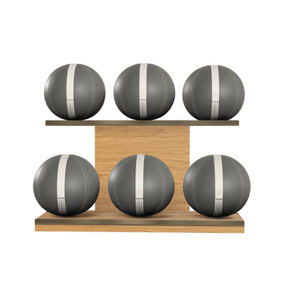 PENT. MOXA Set Ultimate - In Gold - Set of 6 Medicine Balls on Horizontal Wooden Stand - 4, 8, 12, 16, 20, 24 KG