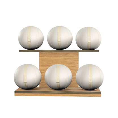 PENT. MOXA Set Ultimate - In Gold - Set of 6 Medicine Balls on Horizontal Wooden Stand - 4, 8, 12, 16, 20, 24 KG