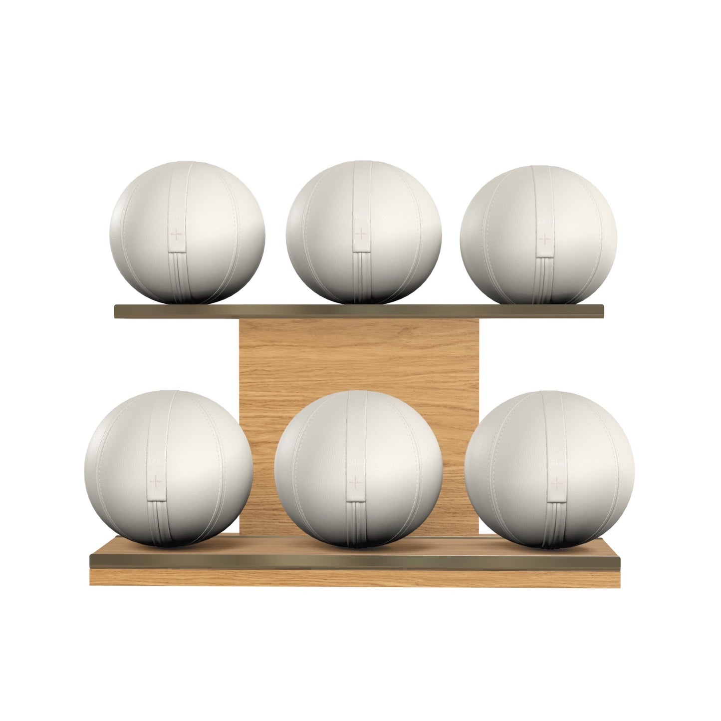 PENT. MOXA Set Ultimate - In Gold - Set of 6 Medicine Balls on Horizontal Wooden Stand - 4, 8, 12, 16, 20, 24 KG