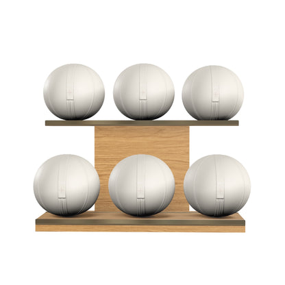 PENT. MOXA Set Ultimate - In Gold - Set of 6 Medicine Balls on Horizontal Wooden Stand - 4, 8, 12, 16, 20, 24 KG