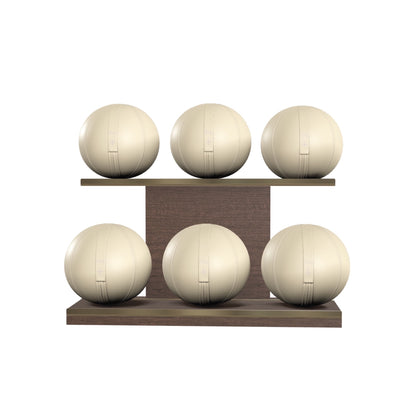 PENT. MOXA Set Ultimate - In Gold - Set of 6 Medicine Balls on Horizontal Wooden Stand - 4, 8, 12, 16, 20, 24 KG