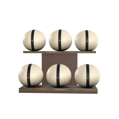 PENT. MOXA Set Ultimate - In Gold - Set of 6 Medicine Balls on Horizontal Wooden Stand - 4, 8, 12, 16, 20, 24 KG