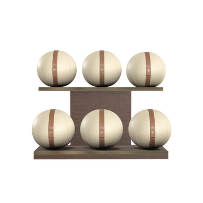 PENT. MOXA Set Ultimate - In Gold - Set of 6 Medicine Balls on Horizontal Wooden Stand - 4, 8, 12, 16, 20, 24 KG