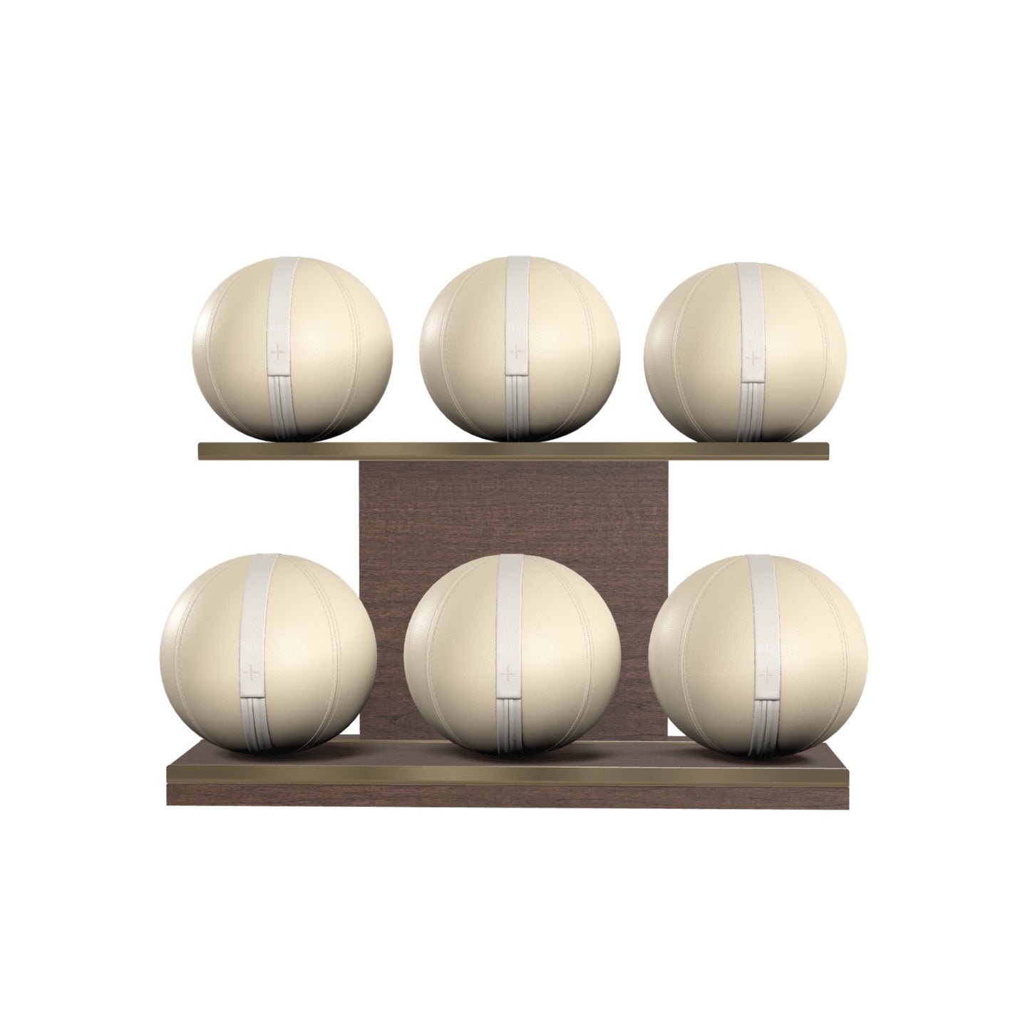 PENT. MOXA Set Ultimate - In Gold - Set of 6 Medicine Balls on Horizontal Wooden Stand - 4, 8, 12, 16, 20, 24 KG