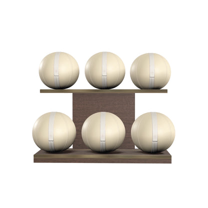 PENT. MOXA Set Ultimate - In Gold - Set of 6 Medicine Balls on Horizontal Wooden Stand - 4, 8, 12, 16, 20, 24 KG