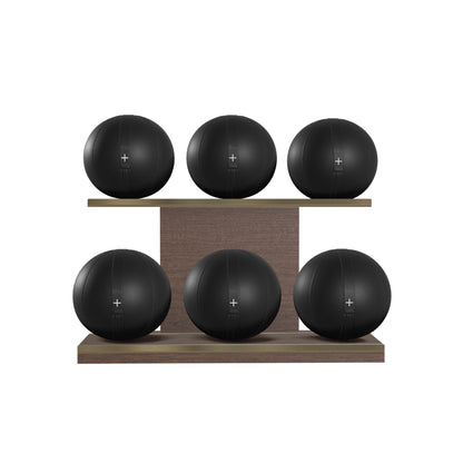 PENT. MOXA Set Ultimate - In Gold - Set of 6 Medicine Balls on Horizontal Wooden Stand - 4, 8, 12, 16, 20, 24 KG