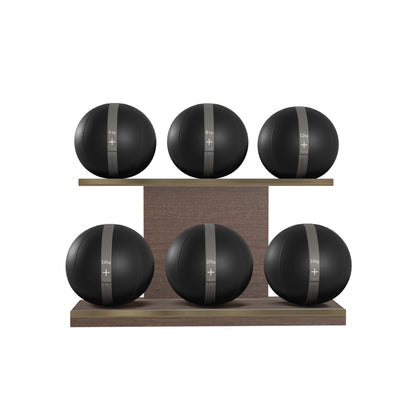 PENT. MOXA Set Ultimate - In Gold - Set of 6 Medicine Balls on Horizontal Wooden Stand - 4, 8, 12, 16, 20, 24 KG