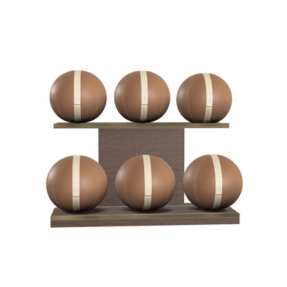 PENT. MOXA Set Ultimate - In Gold - Set of 6 Medicine Balls on Horizontal Wooden Stand - 4, 8, 12, 16, 20, 24 KG