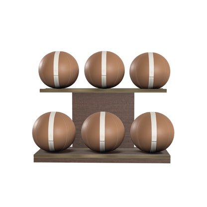 PENT. MOXA Set Ultimate - In Gold - Set of 6 Medicine Balls on Horizontal Wooden Stand - 4, 8, 12, 16, 20, 24 KG