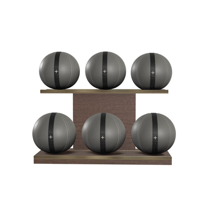 PENT. MOXA Set Ultimate - In Gold - Set of 6 Medicine Balls on Horizontal Wooden Stand - 4, 8, 12, 16, 20, 24 KG