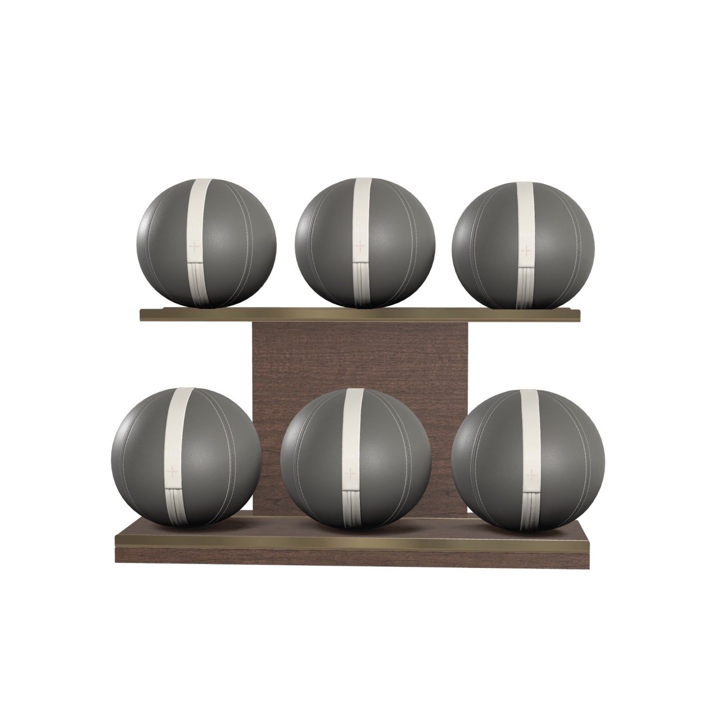 PENT. MOXA Set Ultimate - In Gold - Set of 6 Medicine Balls on Horizontal Wooden Stand - 4, 8, 12, 16, 20, 24 KG