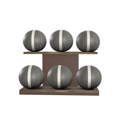PENT. MOXA Set Ultimate - In Gold - Set of 6 Medicine Balls on Horizontal Wooden Stand - 4, 8, 12, 16, 20, 24 KG