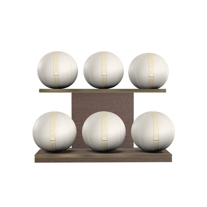 PENT. MOXA Set Ultimate - In Gold - Set of 6 Medicine Balls on Horizontal Wooden Stand - 4, 8, 12, 16, 20, 24 KG