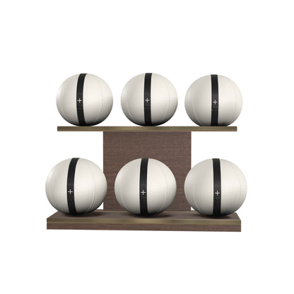 PENT. MOXA Set Ultimate - In Gold - Set of 6 Medicine Balls on Horizontal Wooden Stand - 4, 8, 12, 16, 20, 24 KG
